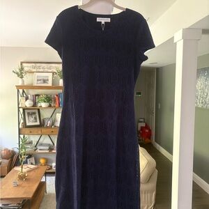 DownEast Blue Flutter Sleeve Sheath Dress